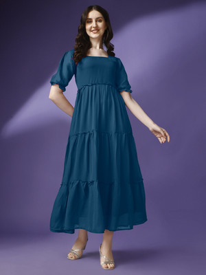 Vastani Enterprise Flared/A-line Gown(Blue)