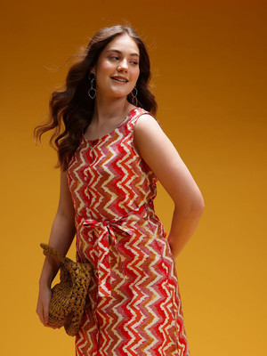 HERE&NOW Women A-line Multicolor Below Knee Dress