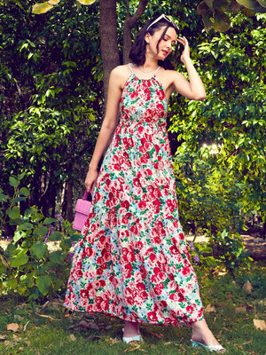 CoolAndCasual Women Maxi Multicolor Full Length Dress