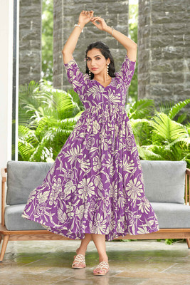 Odd by chansi Trendz Women Gown Purple Ankle Length Dress