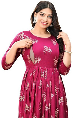 TXU Women A-line Maroon Knee Length Dress