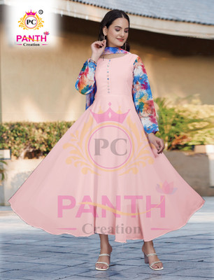 Panth Creation Women Fit and Flare Multicolor Maxi/Full Length Dress