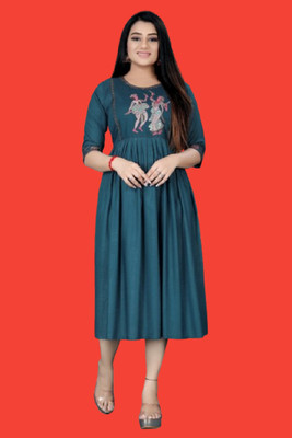 DICHIKA Fashion Women Fit and Flare Multicolor Midi/Calf Length Dress