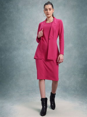 Roadster Women Bodycon Pink Knee Length Dress