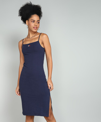 TOMMY HILFIGER Women Bodycon Blue Knee Length Dress