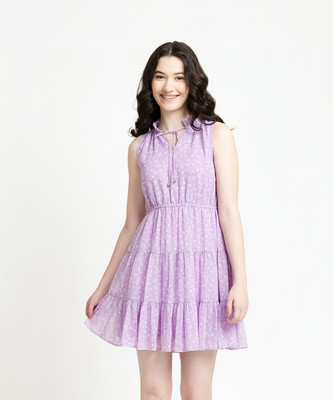 JUNE 9 CLOTHING Women Fit and Flare Purple Above Knee/Mid Thigh Length Dress