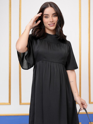 Vishudh Women Fit and Flare Black Mini/Short Dress