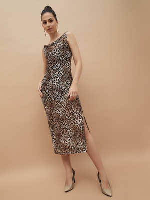 CODE by Lifestyle Women Sheath Brown Midi/Calf Length Dress