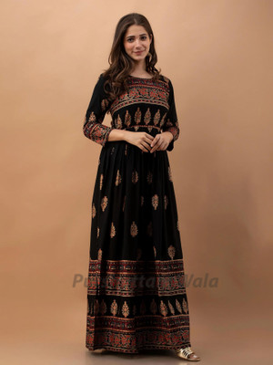 PURSHOTTAM WALA Women A-line Black Below Knee Dress