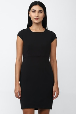 VAN HEUSEN Women A-line Black Knee Length Dress
