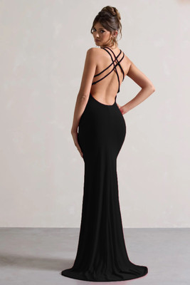 WANQUILA Women Gown Black Maxi/Full Length Dress