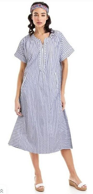 MOMIANDME Women Maxi Blue Midi/Calf Length Dress