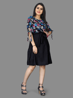 Threadhunter Women A-line Multicolor Above Knee/Mid Thigh Length Dress