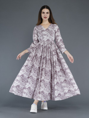 suman textile Women Printed Anarkali Kurta(Purple)