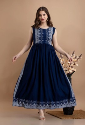 Riya collection Women Maxi Blue Dress