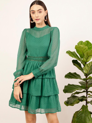 STREET9 Women Peplum Green Knee Length Dress
