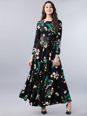 Tokyo Talkies Women A-line Black Midi/Calf Length Dress