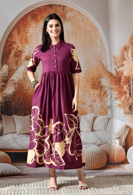 Sangria Women Shirt Purple Midi/Calf Length Dress