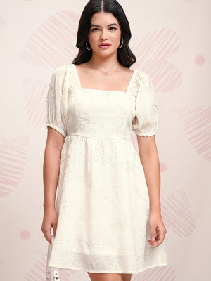 Tokyo Talkies Women Fit and Flare White Mini/Short Dress