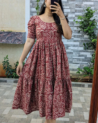 THE LADIES FASHION Women Maxi Maroon Midi/Calf Length Dress
