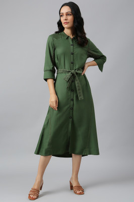 W Women Gown Green Midi/Calf Length Dress