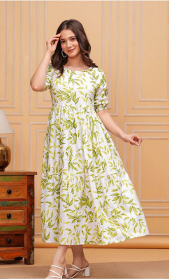 IsirNx Women A-line Light Green Midi/Calf Length Dress