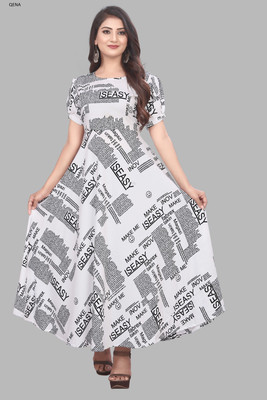 HouseOfCommon Women Maxi White Full Length Dress