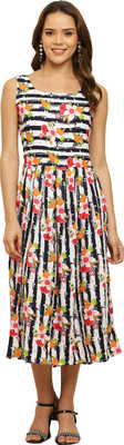 ADDICTED ATTIRE Women A-line Multicolor Midi/Calf Length Dress