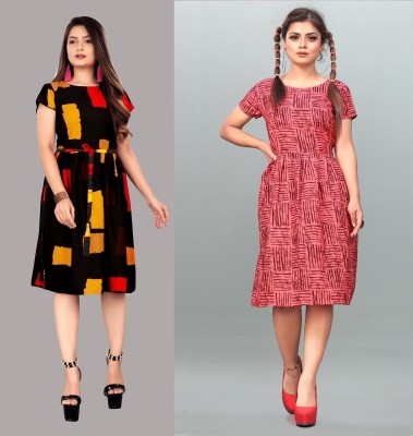 maruti fab Women Fit and Flare Multicolor Dress