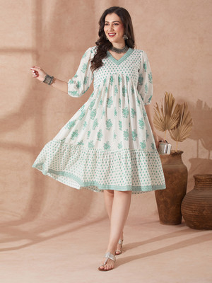 Globus Women A-line Green Knee Length Dress