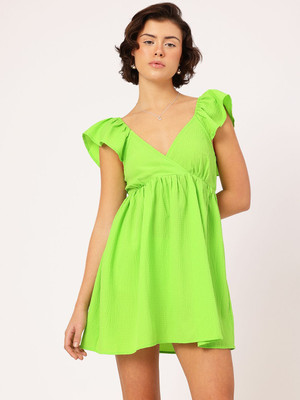 Dressberry Women Empire Waist Green Above Knee/Mid Thigh Length Dress