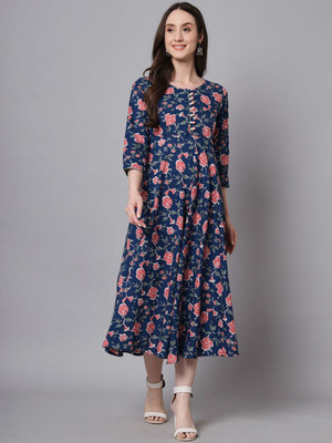 ANOUK Women A-line Blue Midi/Calf Length Dress
