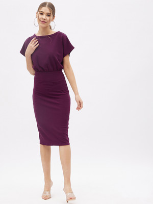 HARPA Women Bodycon Purple Midi/Calf Length Dress
