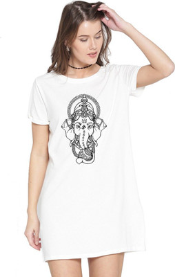 HouseOfCommon Women T Shirt White Above Knee/Mid Thigh Length Dress