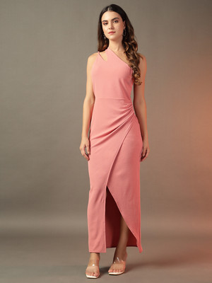 METRONAUT Women Bodycon Pink Maxi/Full Length Dress