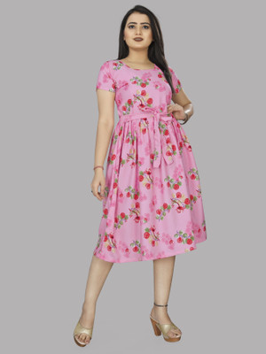 HOUSE OFF COMMON Women A-line Pink Knee Length Dress