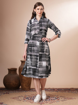 Fashor Women A-line Multicolor Midi/Calf Length Dress