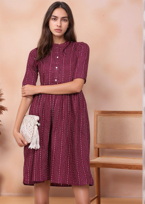 Vinhscape Women Asymmetric Multicolor Midi/Calf Length Dress
