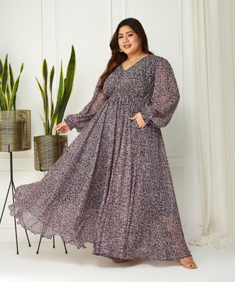 Miss Chase Women Maxi Purple Full Length Dress
