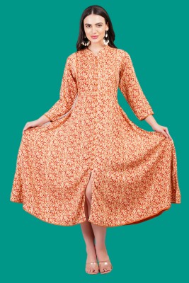 Jyoti Women A-line Orange Dress