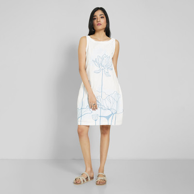 Akkriti by Pantaloons Women A-line White Above Knee/Mid Thigh Length Dress