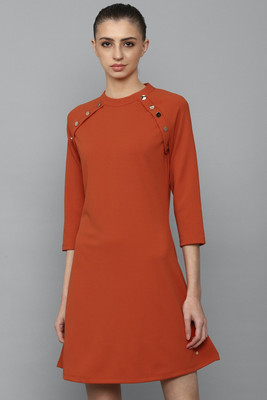Allen Solly Women A-line Orange Above Knee/Mid Thigh Length Dress