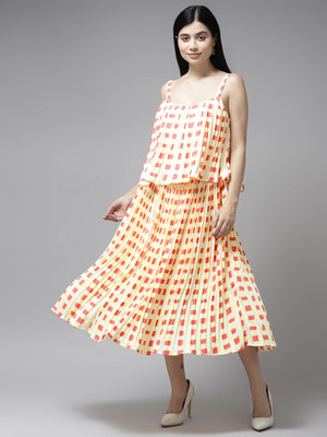 Aarika Women A-line Yellow Midi/Calf Length Dress