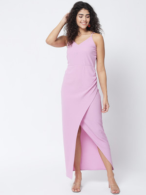 METRONAUT Women Bodycon Pink Maxi/Full Length Dress