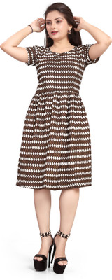 HOUSE OFF COMMON Women A-line Multicolor Knee Length Dress