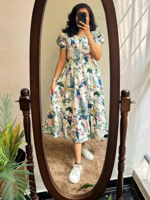 SHREE SHYAM FASHION Women A-line Pink Midi/Calf Length Dress