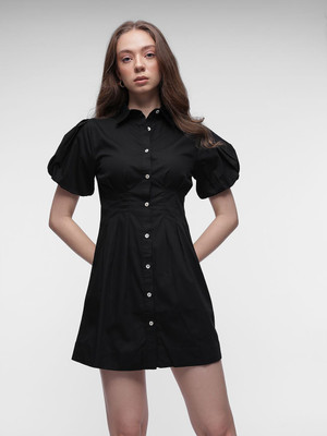 French Connection Women Shirt Black Mini/Short Dress