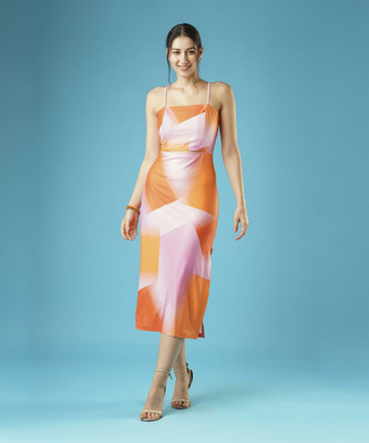 Globus Women Sheath Multicolor Midi/Calf Length Dress
