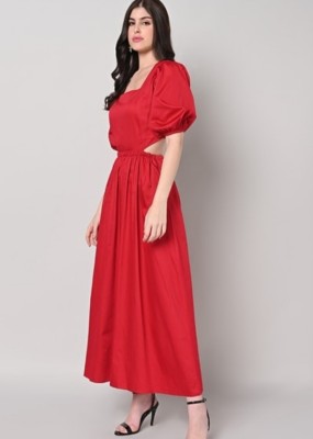 ishaanvi fashion Women Fit and Flare Red Dress