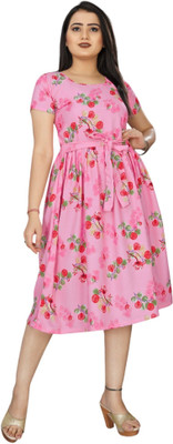 HOUSE OFF COMMON Women A-line Green Below Knee Dress
